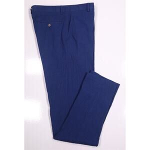 Duchamp Royal Medieval Blue Seersucker Flat Front Slim Fit Dress Pants 30x32